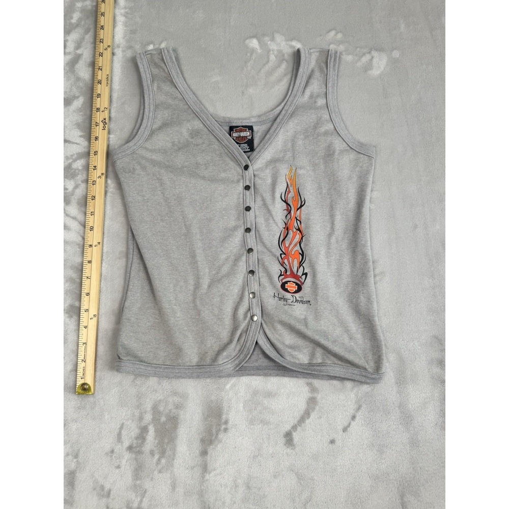 Y2K HARLEY DAVIDSON CROPPED TAK TOP WITH BUTTONS FLAMES Brandon Florida‎